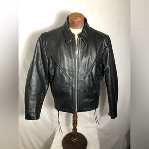 Women’s Black Genuine Leather Jacket. Large/XL. Like new. Purchased in Italy.